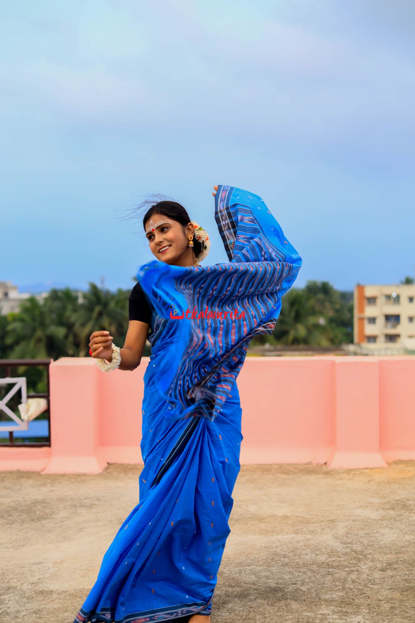 Sky Blue Pittala Cotton Saree
