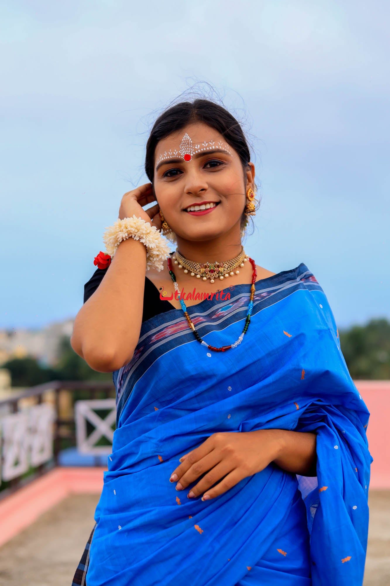Sky Blue Pittala Cotton Saree