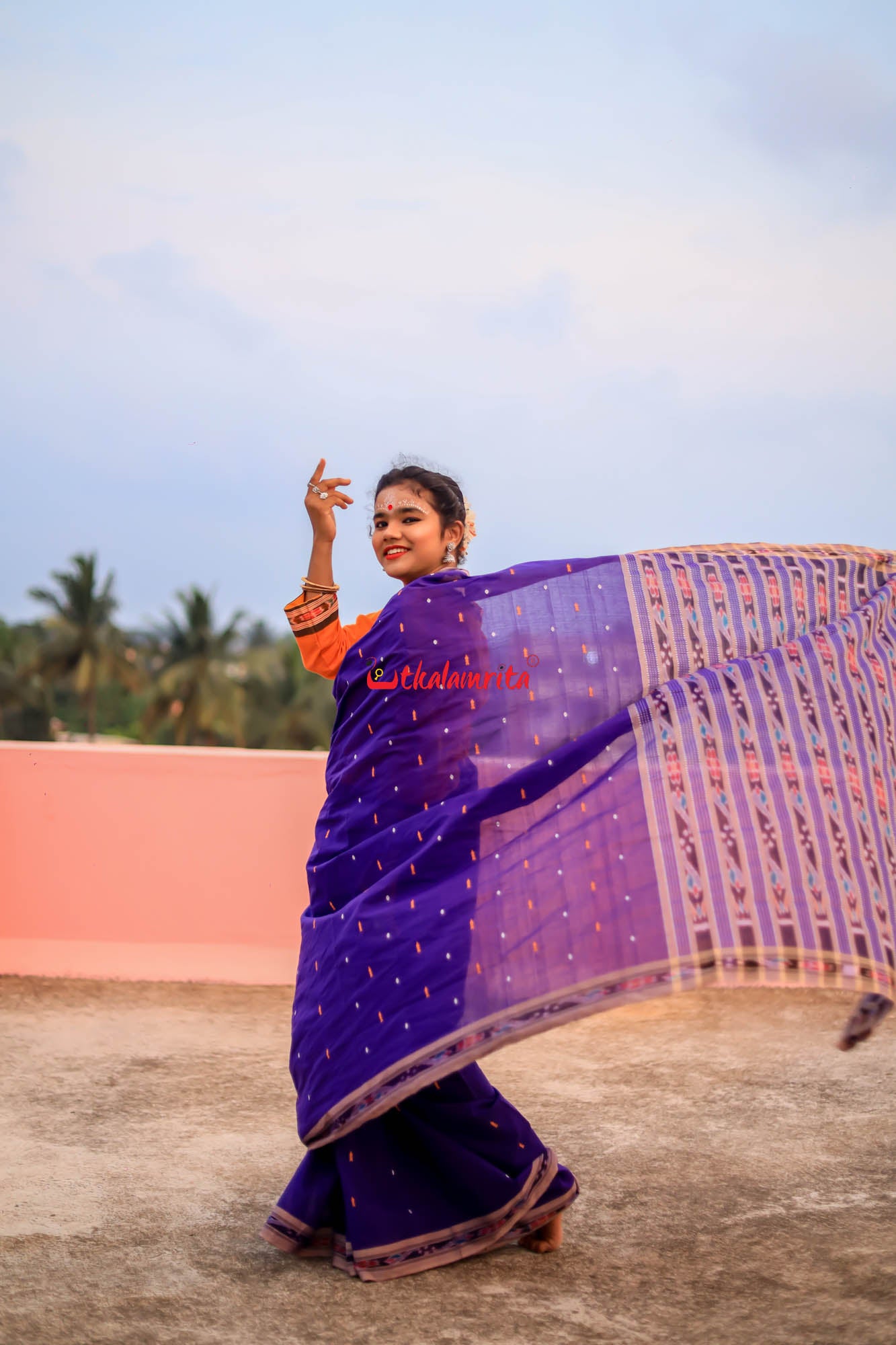 Purple Cement Pittala Single Cotton Saree
