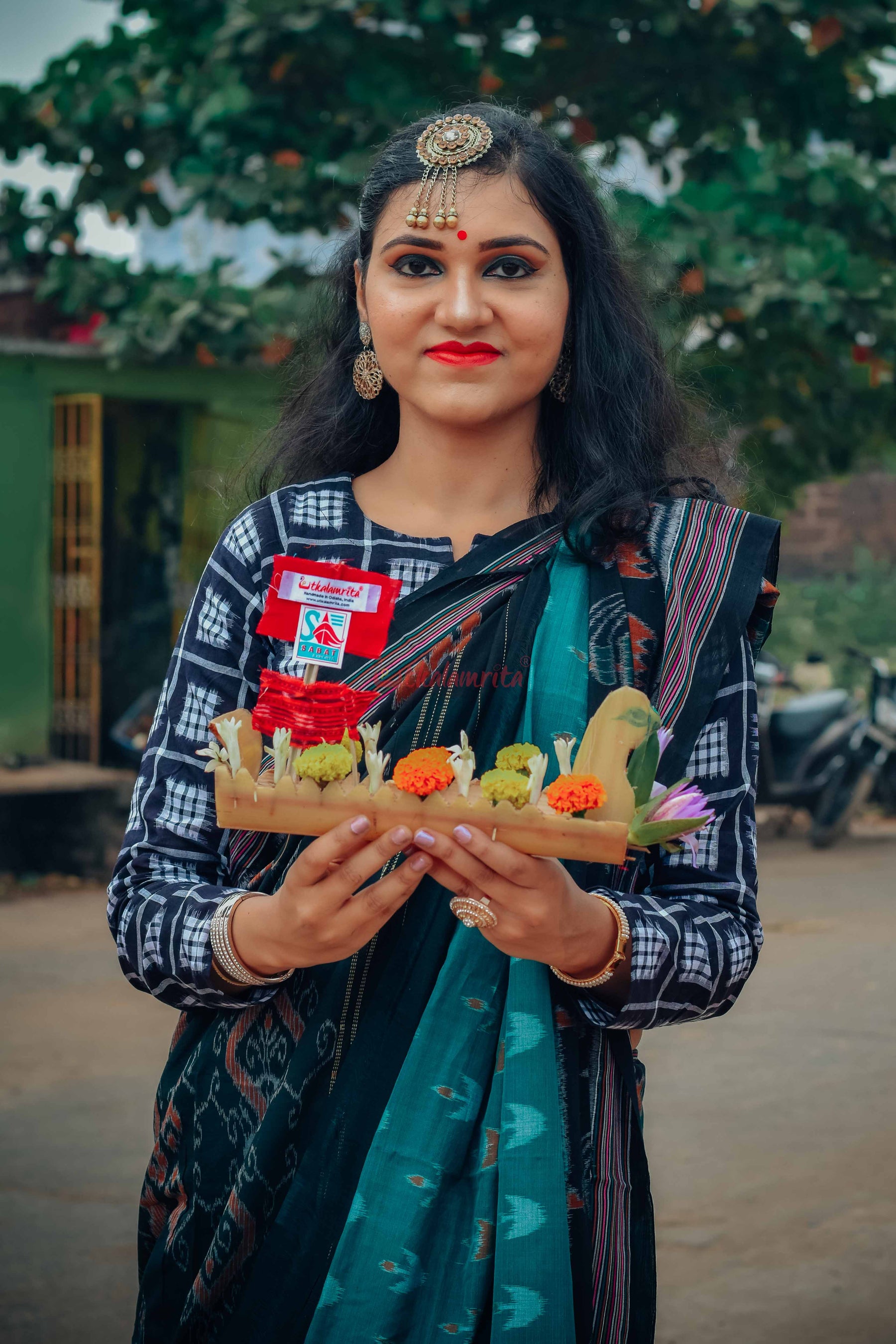 Jodi Sankha, Boita & Ducks Khandua Cotton Saree
