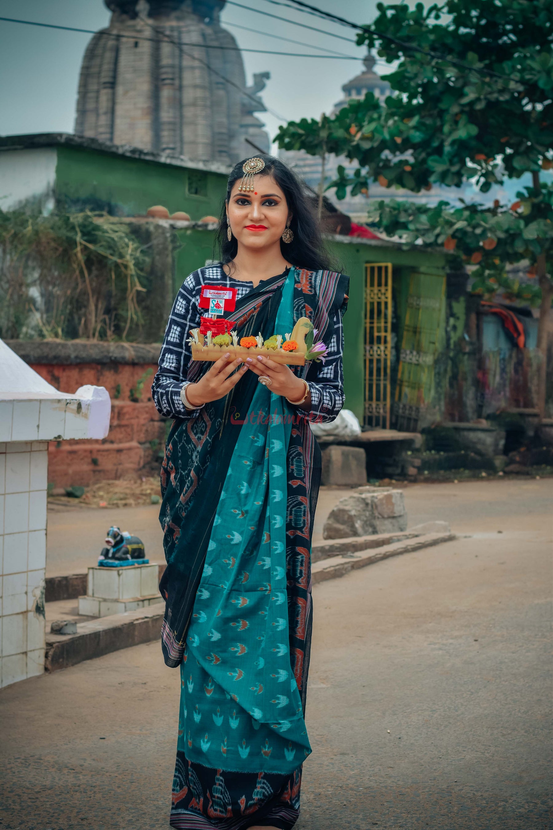 Jodi Sankha, Boita & Ducks Khandua Cotton Saree