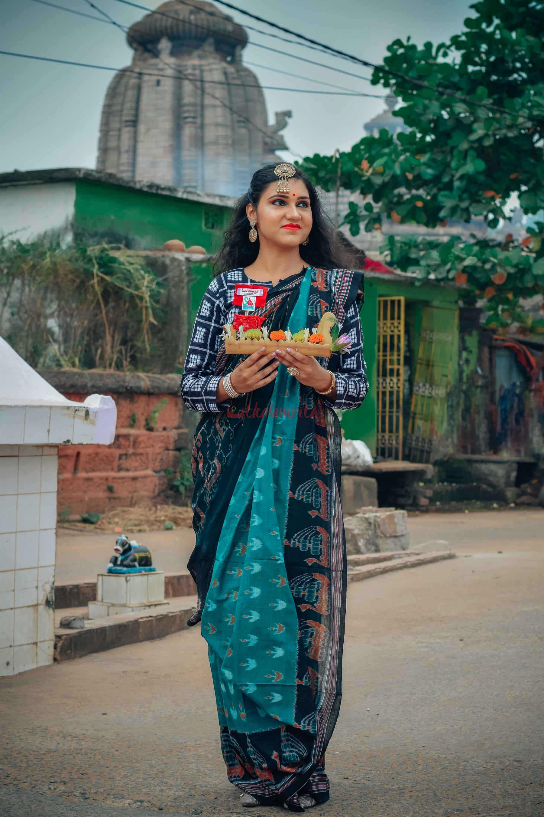 Jodi Sankha, Boita & Ducks Khandua Cotton Saree
