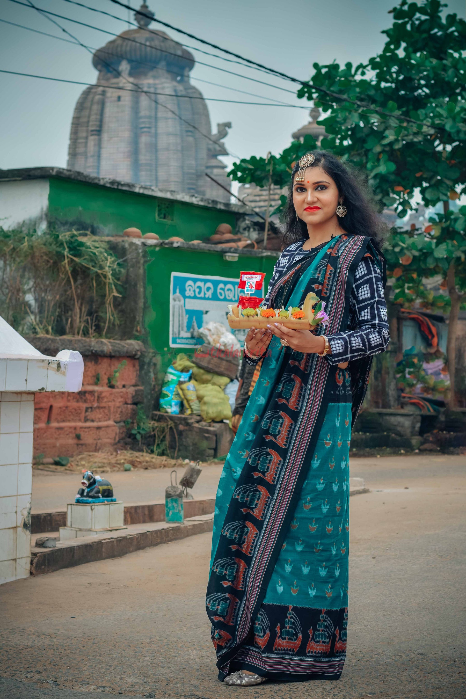 Jodi Sankha, Boita & Ducks Khandua Cotton Saree