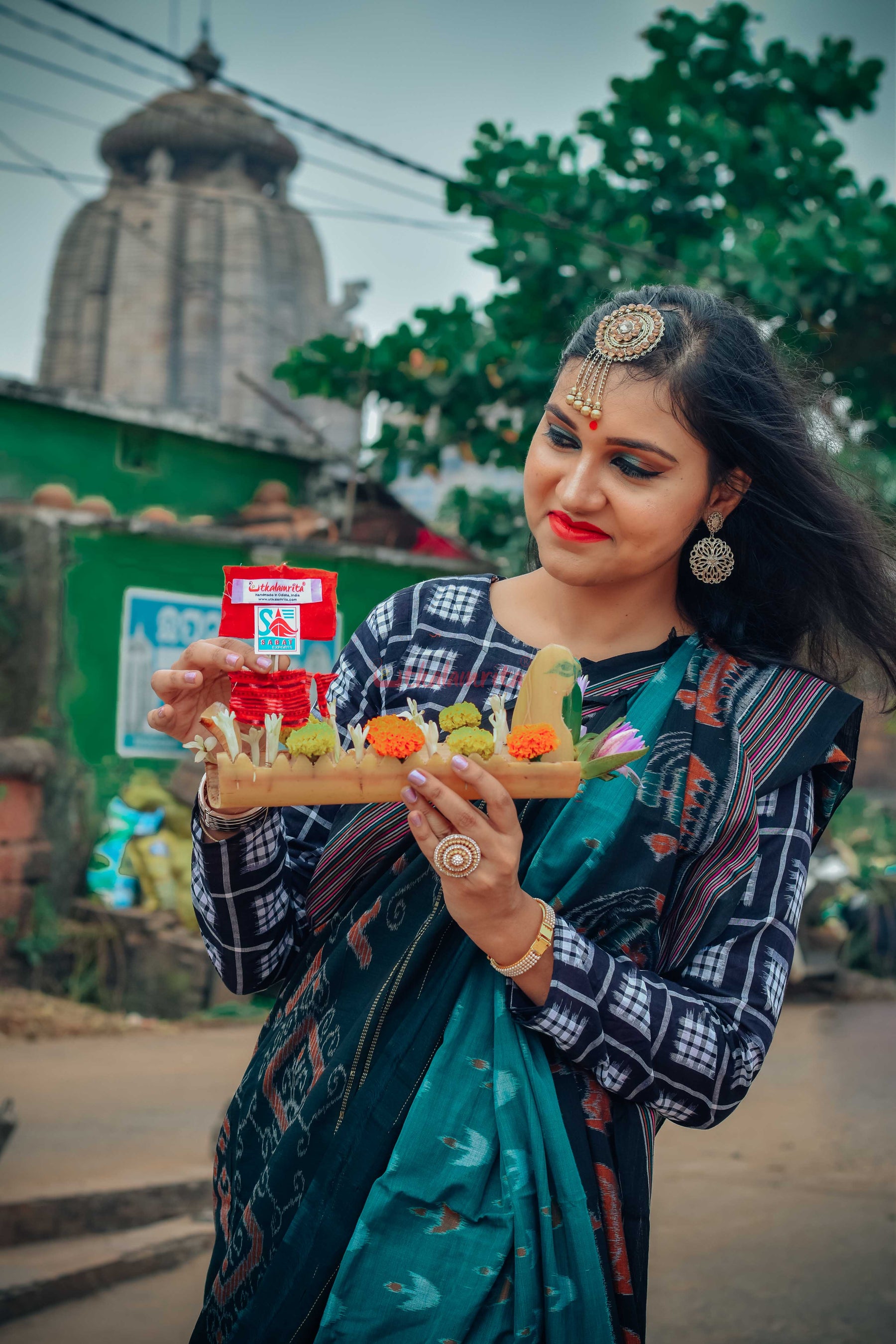 Jodi Sankha, Boita & Ducks Khandua Cotton Saree