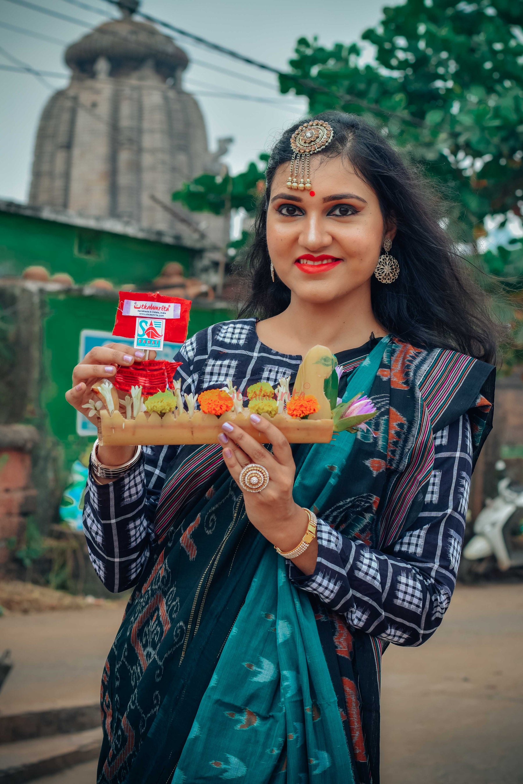 Jodi Sankha, Boita & Ducks Khandua Cotton Saree