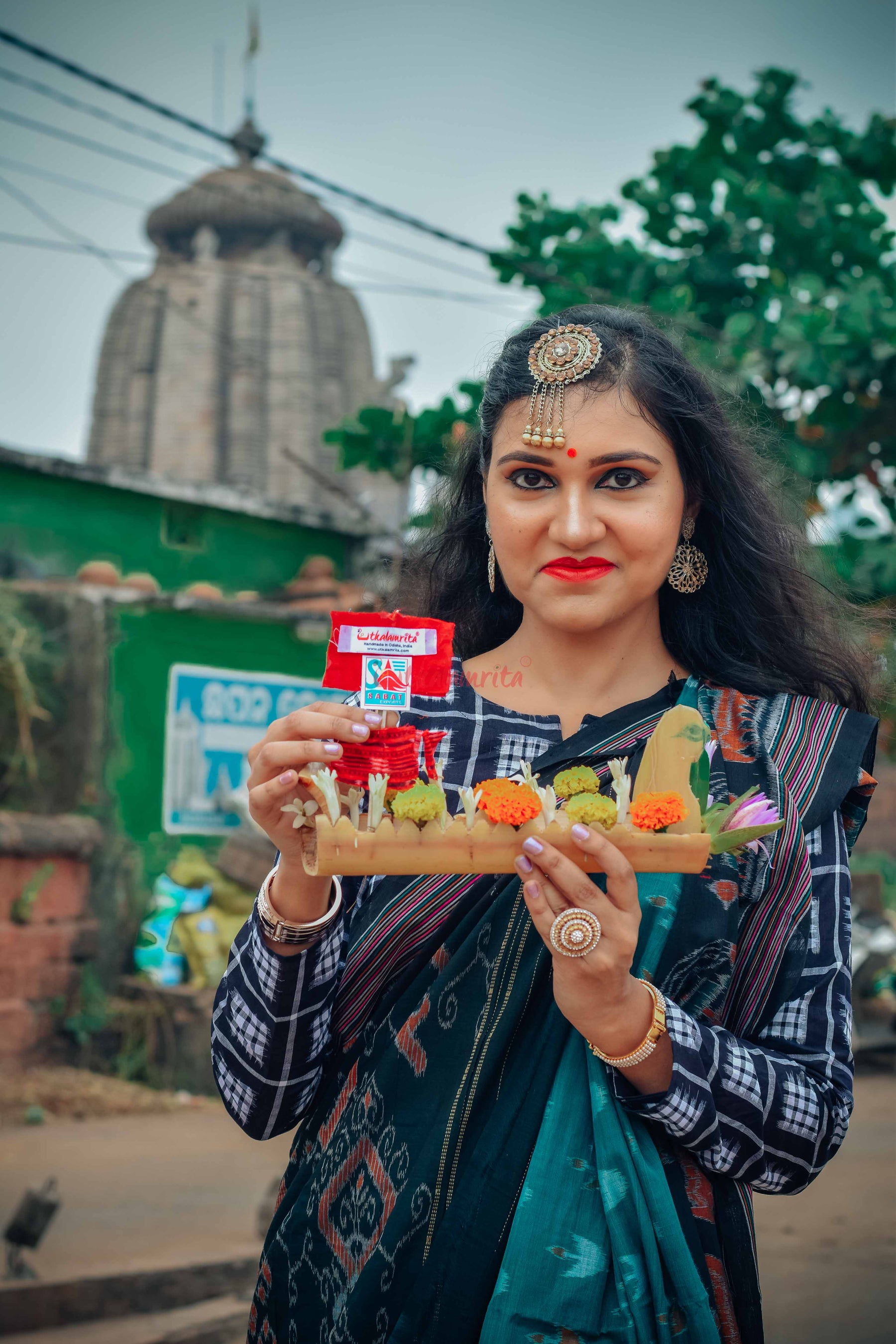 Jodi Sankha, Boita & Ducks Khandua Cotton Saree
