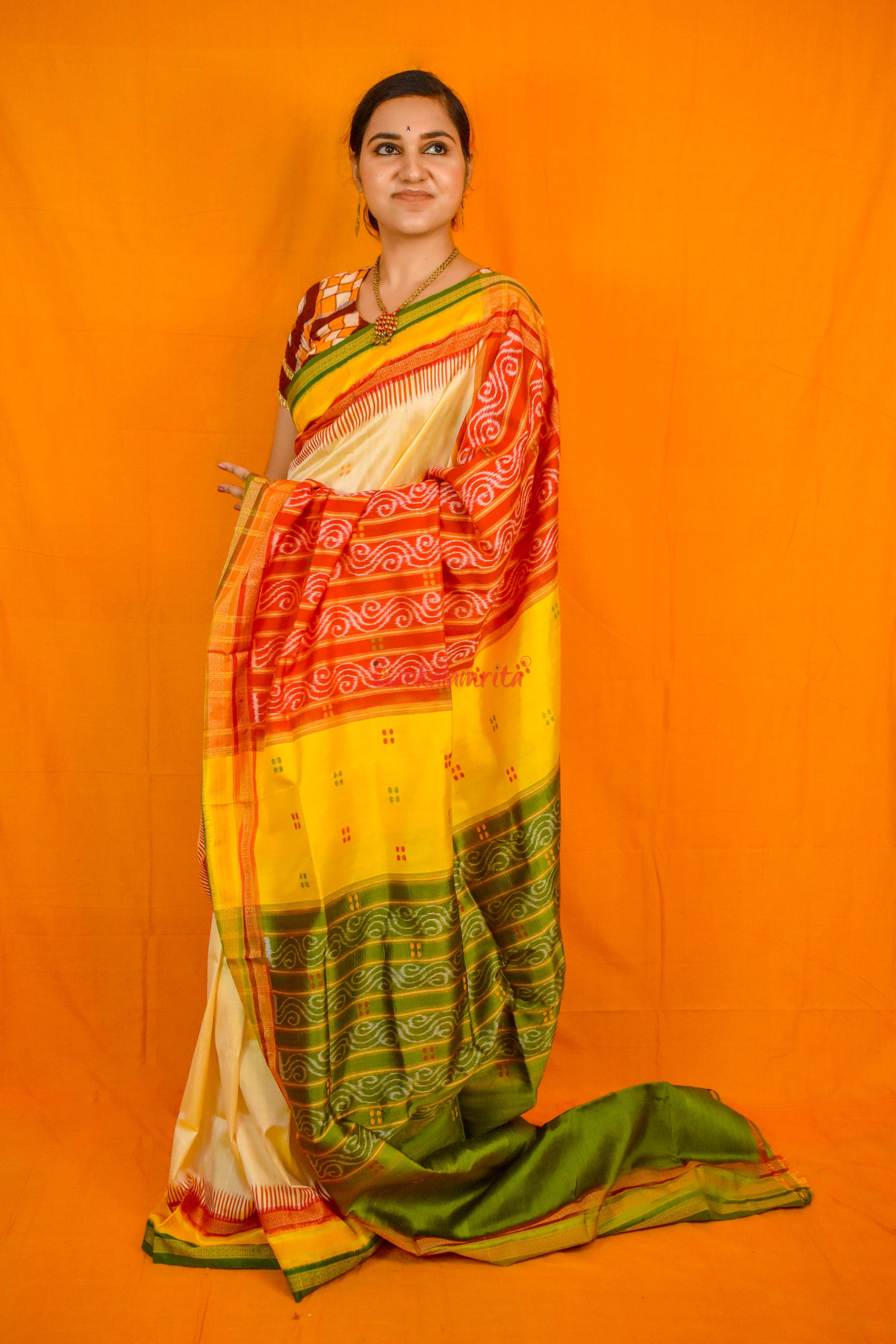 Ghee Kathifera Triple Border Khandua Silk