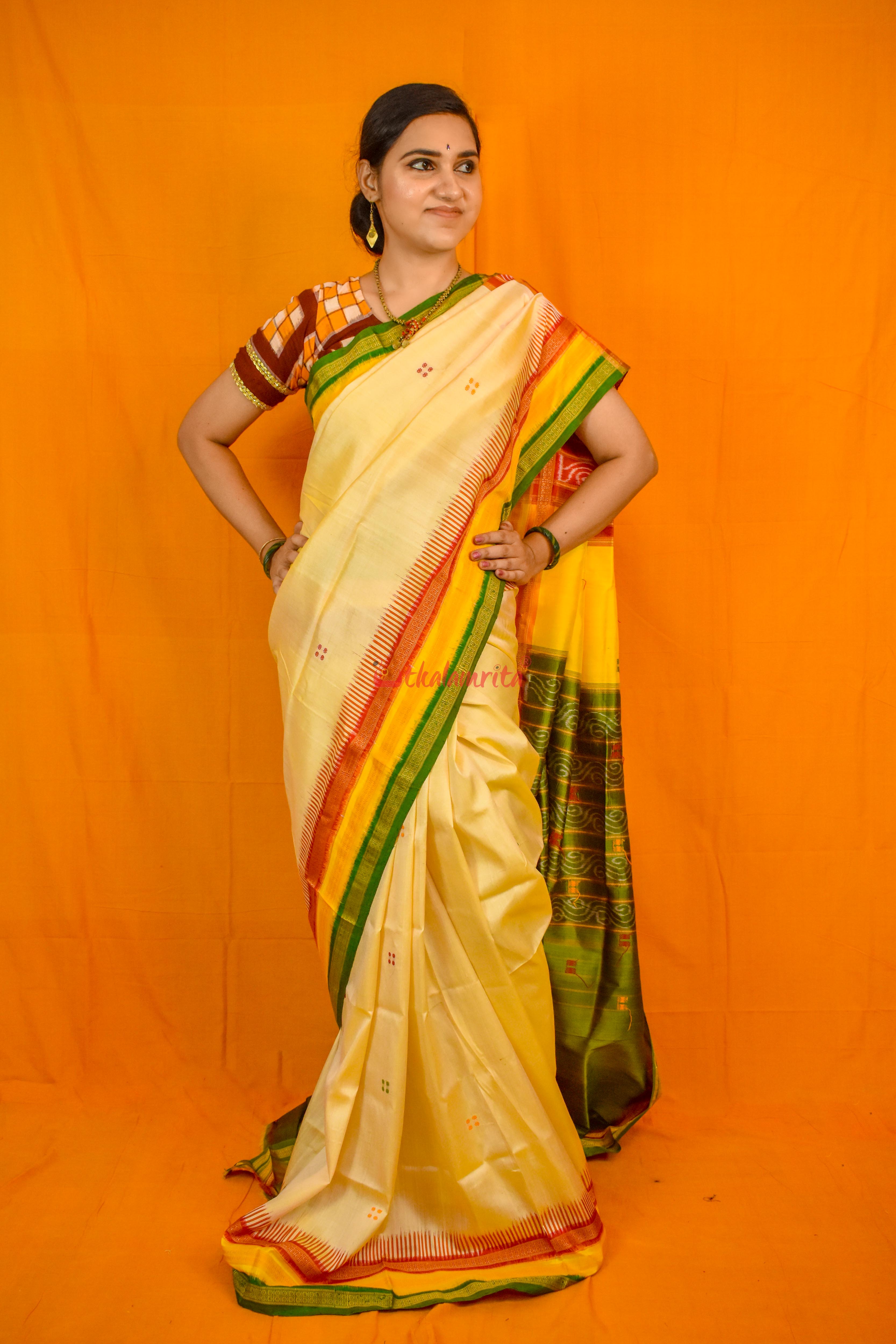 Ghee Kathifera Triple Border Khandua Silk