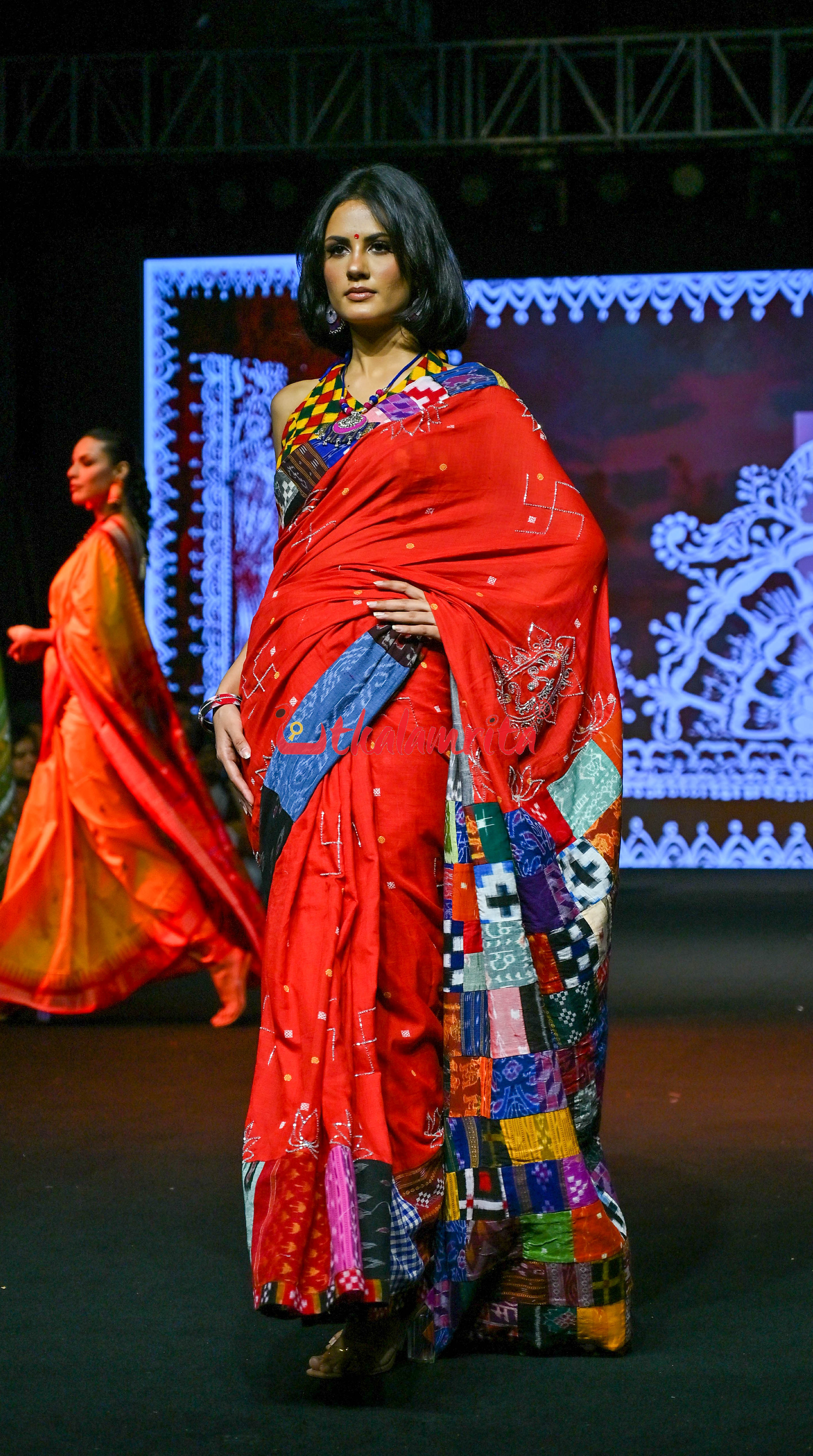 Red with Yellow Buti Designer Sambalpuri Cotton Saree