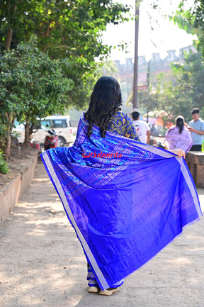 Blue Big Small Pasapali Sambalpuri Silk Saree