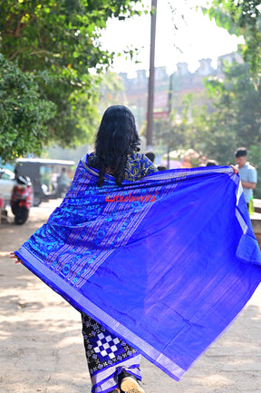 Blue Big Small Pasapali Sambalpuri Silk Saree