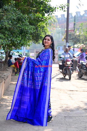 Blue Big Small Pasapali Sambalpuri Silk Saree