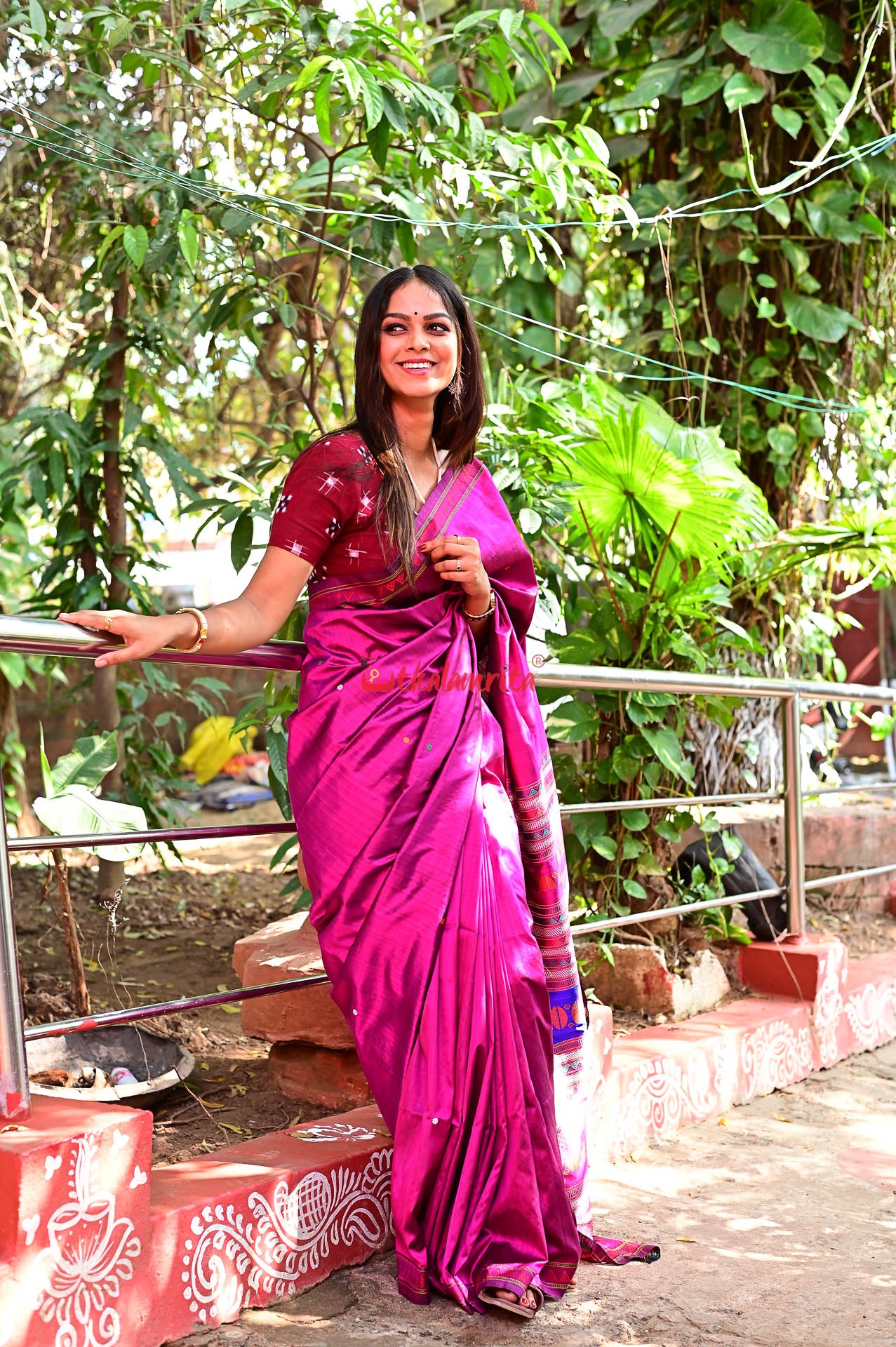 Magenta Beauty Dongria Silk Saree