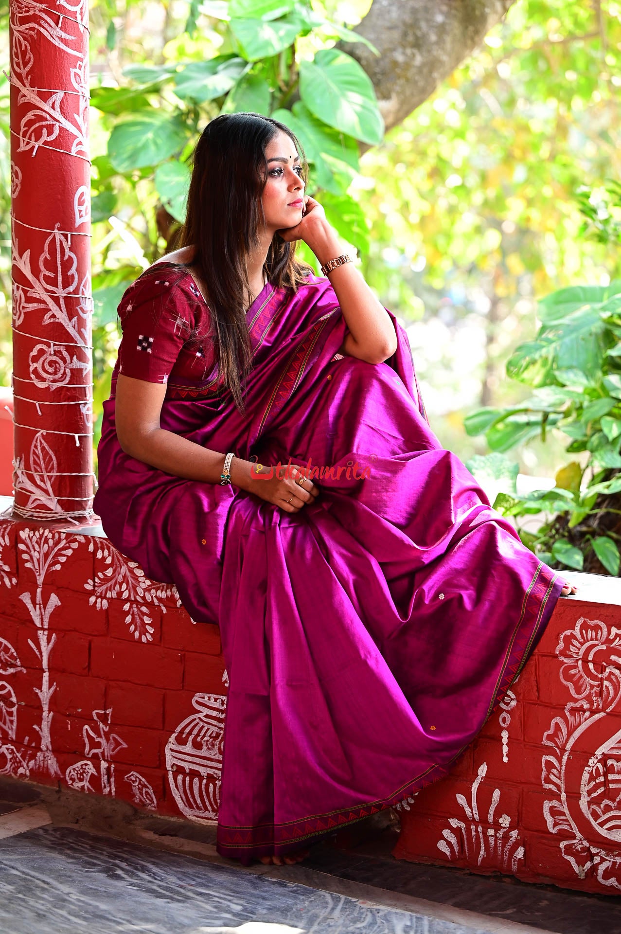 Magenta Beauty Dongria Silk Saree