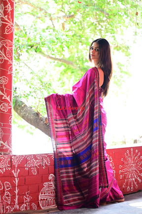 Magenta Beauty Dongria Silk Saree