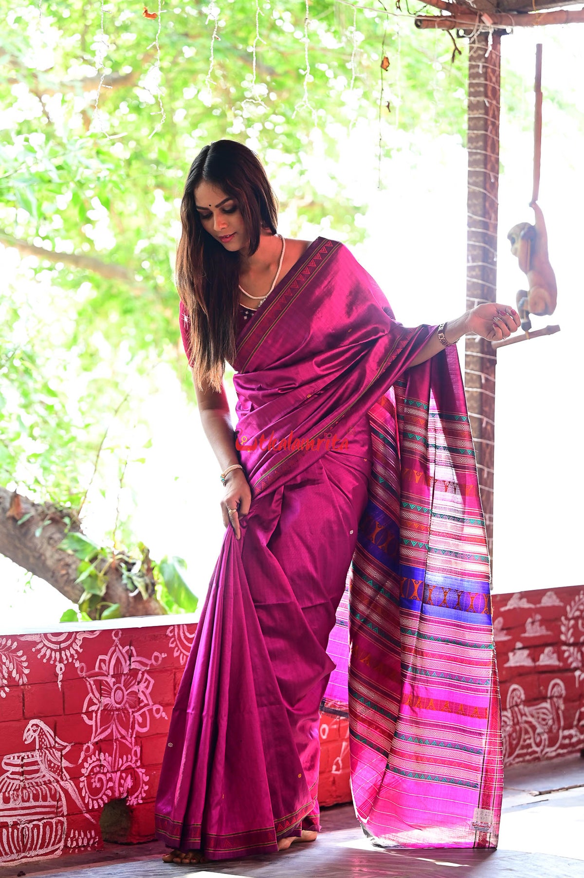 Magenta Beauty Dongria Silk Saree