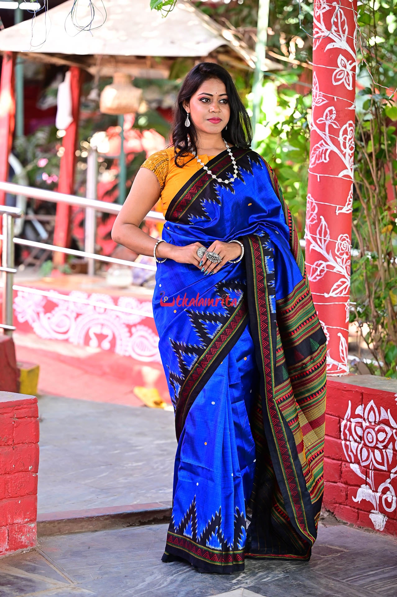 Electric Blue Dongria Silk Saree