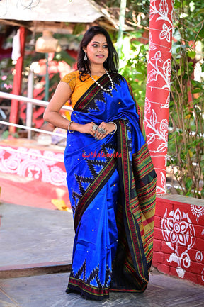 Electric Blue Dongria Silk Saree