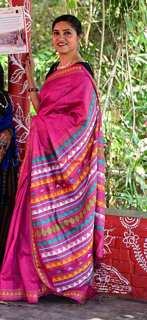 Pink Dongria Gopalpur Tussar Saree