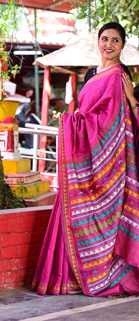 Pink Dongria Gopalpur Tussar Saree