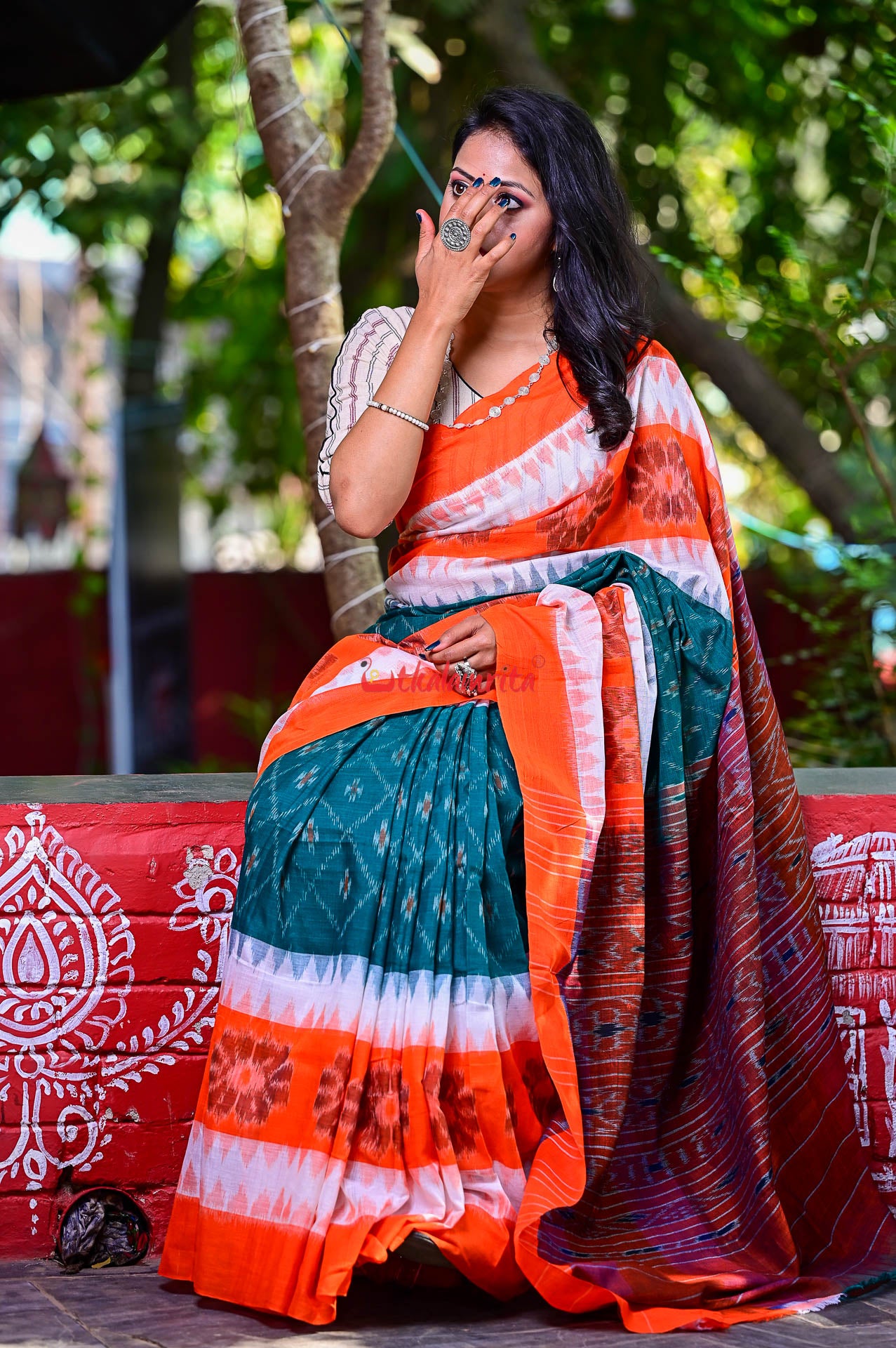 Triranga Bandha Khandua Cotton Saree