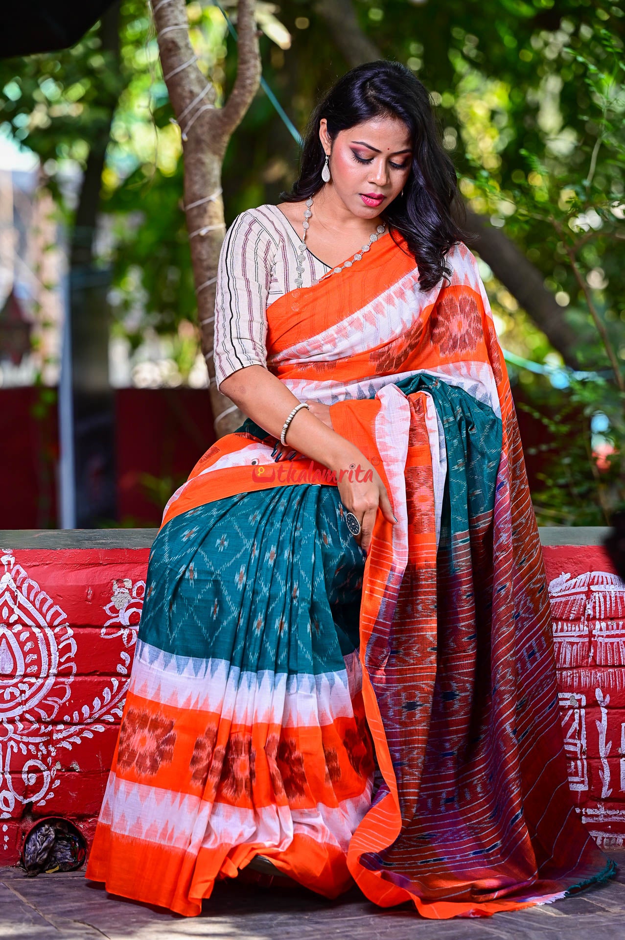 Triranga Bandha Khandua Cotton Saree