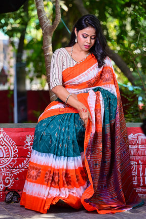 Triranga Bandha Khandua Cotton Saree