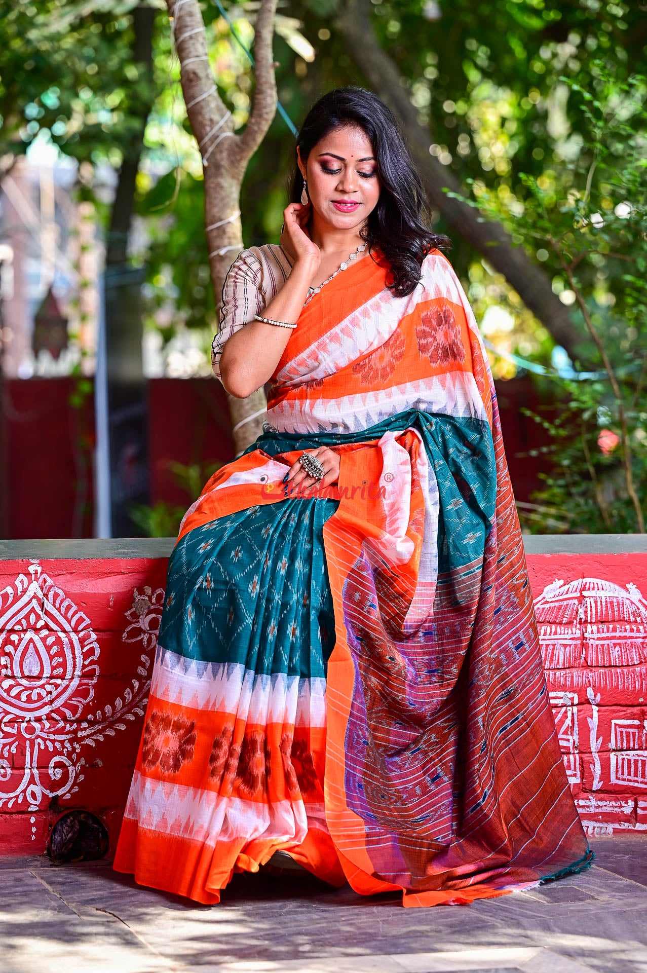 Triranga Bandha Khandua Cotton Saree