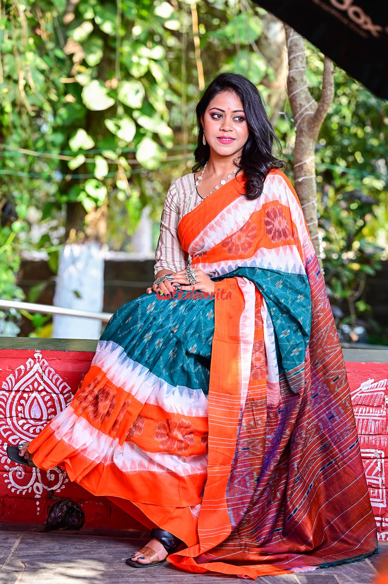 Triranga Bandha Khandua Cotton Saree