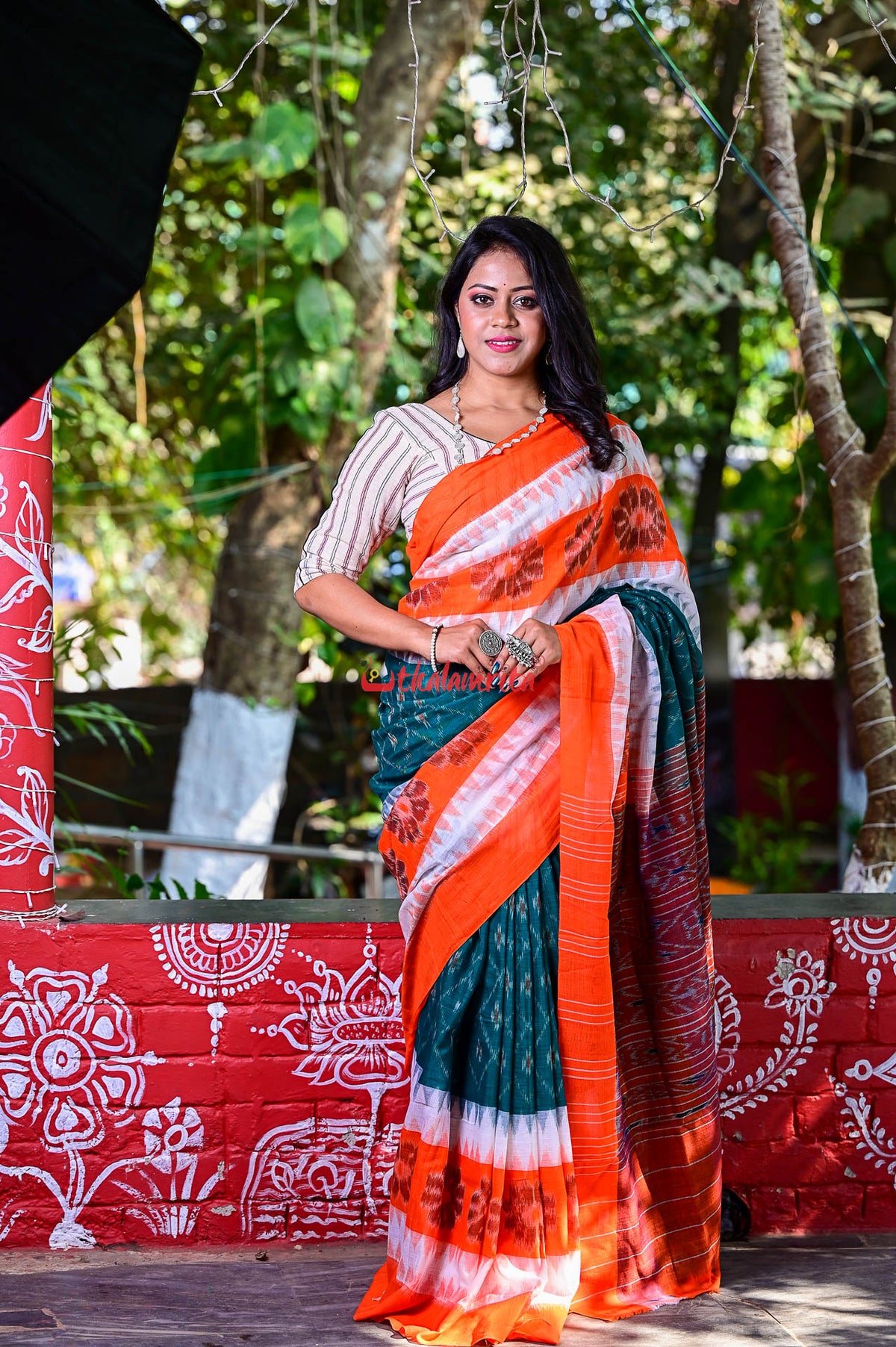 Triranga Bandha Khandua Cotton Saree