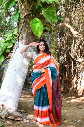 Triranga Bandha Khandua Cotton Saree