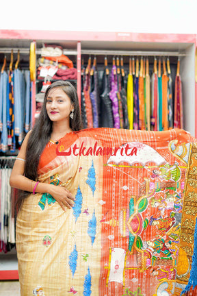 Boita Pattachitra Tussar Silk Saree
