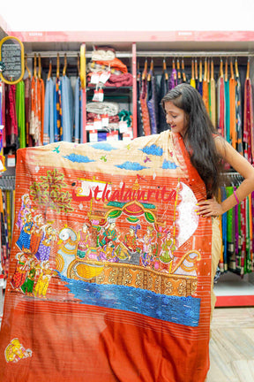 Boita Pattachitra Tussar Silk Saree