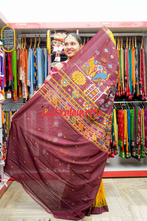 Yellow Maroon Mandira Gopalpur Tussar Saree