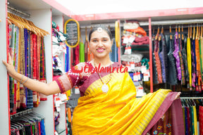 Yellow Maroon Mandira Gopalpur Tussar Saree