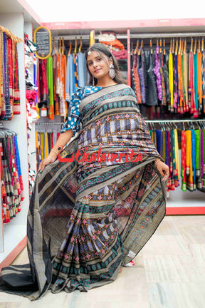 Kuthi Sakta Elephant Sambalpuri Cotton Saree