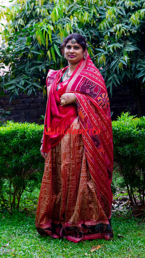 8 Motifs Brown Khandua Silk Saree