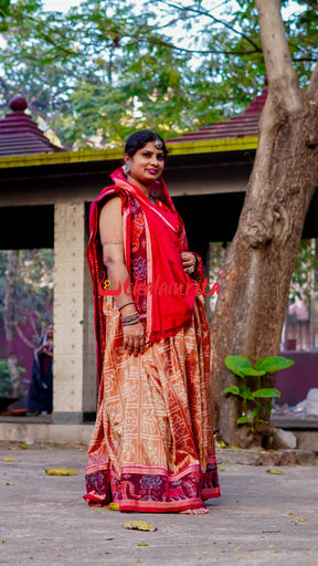 8 Motifs Brown Khandua Silk Saree