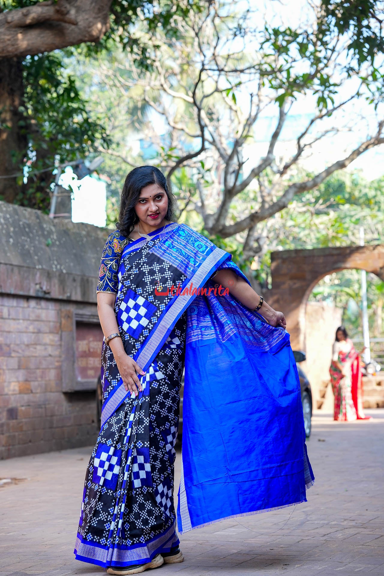 Blue Big Small Pasapali Sambalpuri Silk Saree