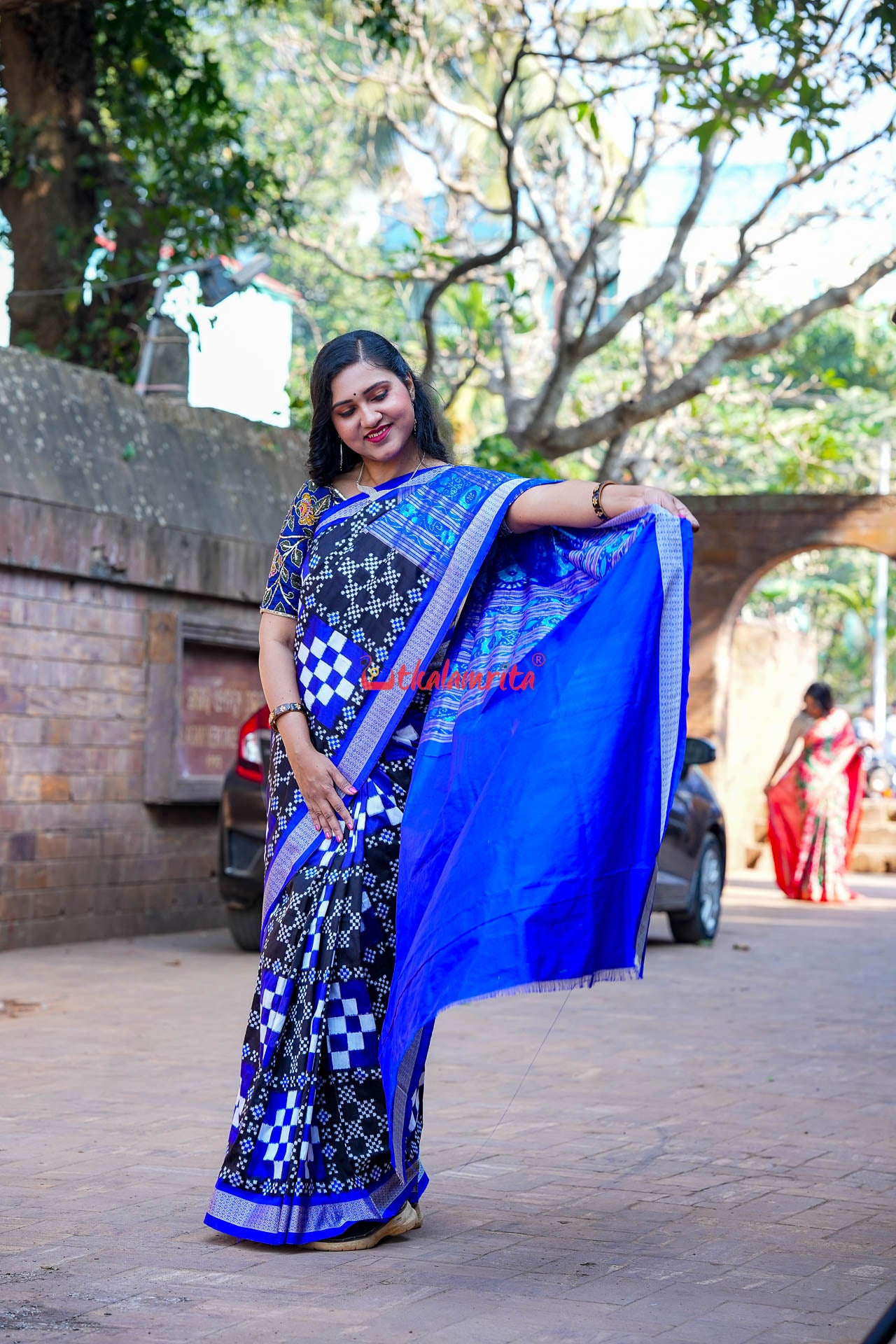 Blue Big Small Pasapali Sambalpuri Silk Saree