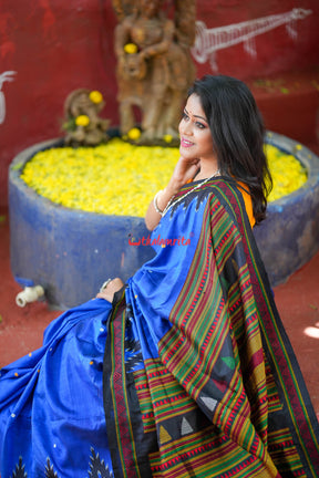 Electric Blue Dongria Silk Saree