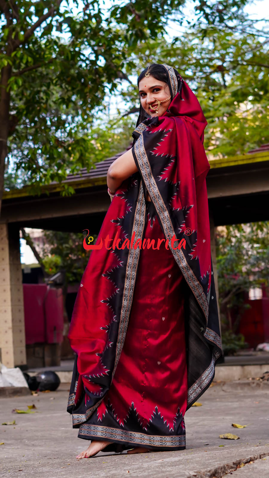 Maroon Queen Khandua Silk Saree