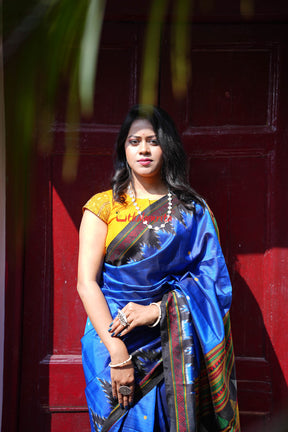 Electric Blue Dongria Silk Saree