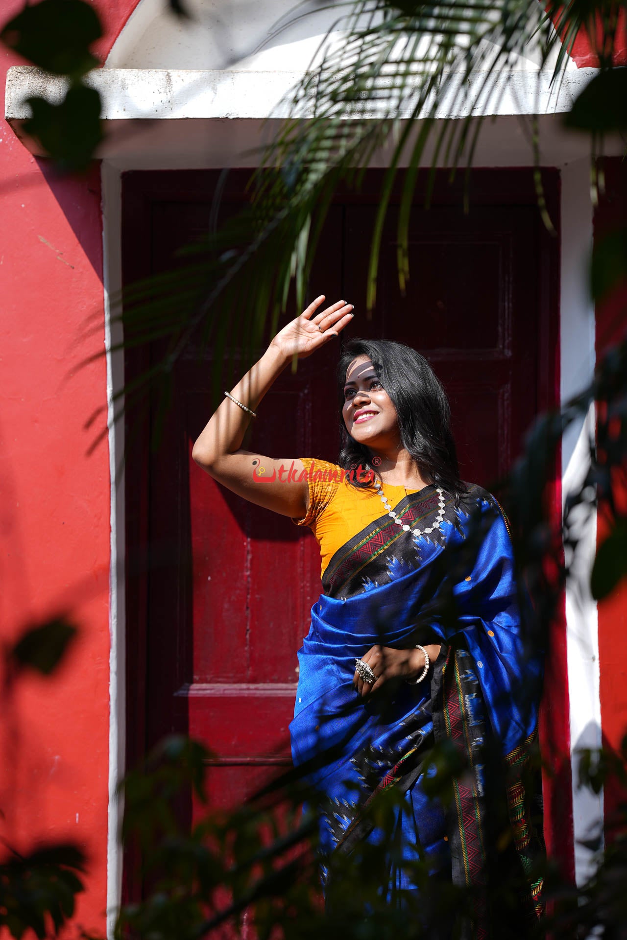 Electric Blue Dongria Silk Saree