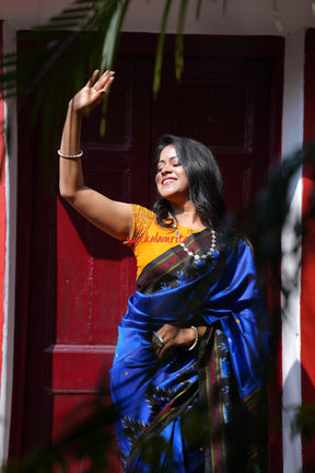 Electric Blue Dongria Silk Saree