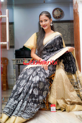 Black Earth Tribal Sambalpuri Silk Saree