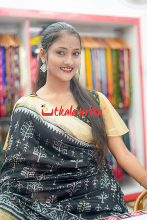Black Earth Tribal Sambalpuri Silk Saree