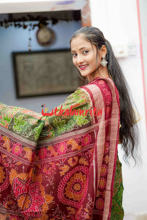 Double Machha Dhadi Bandha Green Peacock Sambalpuri Cotton Saree