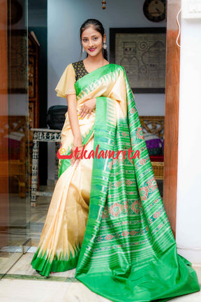 Fine Gopalpur Tussar Beige Green Saree