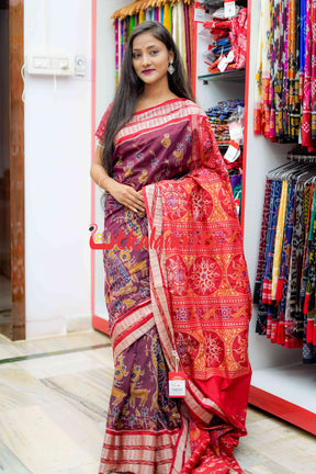 Shakuntala Deep Maroon Bapta Saree